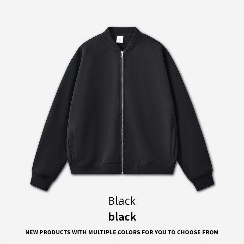 Baseball Collar Jacket for Men, Fleece-Lined, 2025 New Spring and Autumn Youth Trendy American Style Zip-Up Cardigan Sweatshirt for Men