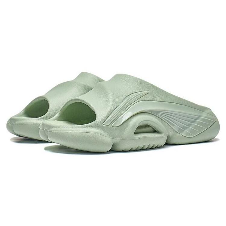 Li Ning BADFIVE Chinelo Slide Silencioso Resistente à Abrasão Chinelos Femininos Verde Celadon Água ABTT006-3