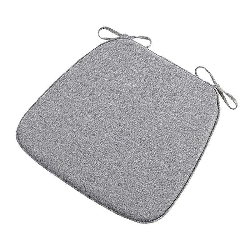 Modern Style Solid Color Cotton Linen Chair Cushion with Ties for Dining Chairs Kitchen Dining Chair Pad Cojines Decorativos
