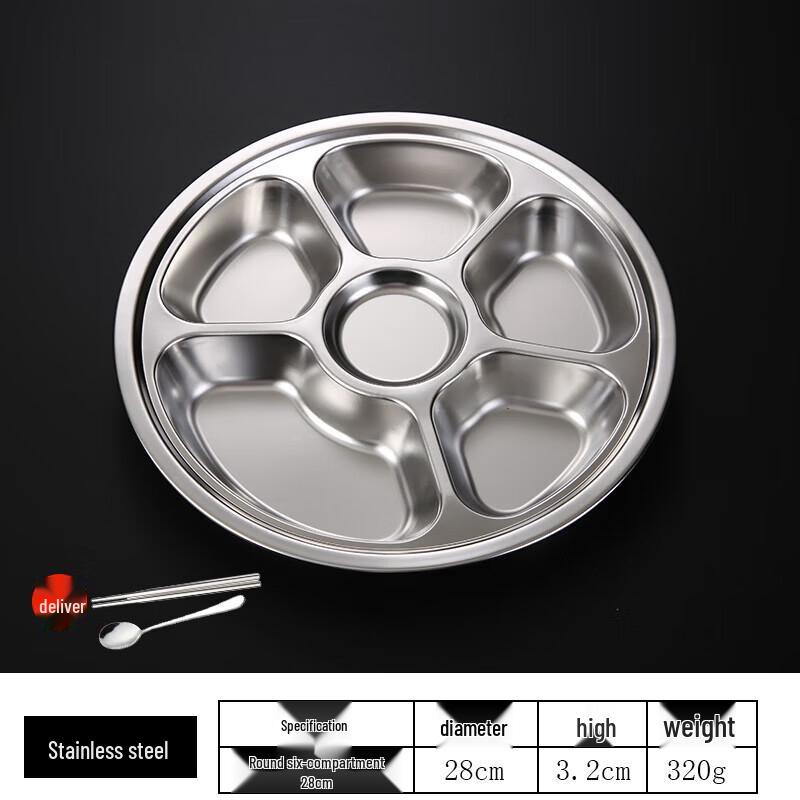

Stainless Steel 3-Compartment Divided Plate Set