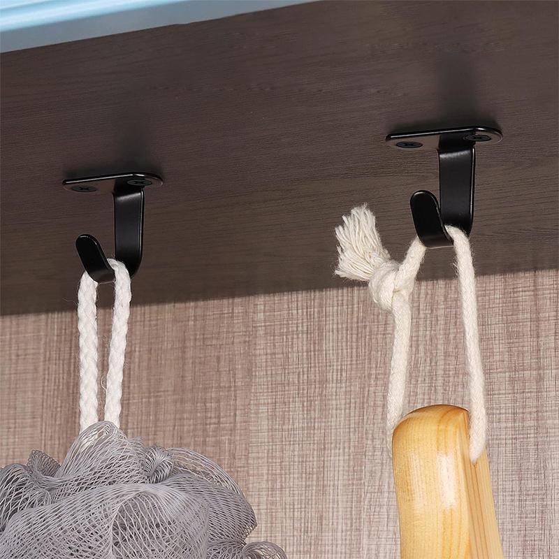 5Pcs Stainless Steel Screw Mounted Ceiling Hooks, Under-Shelf Towel, Heavy Duty Hanger For Bathroom Cabinet Garage