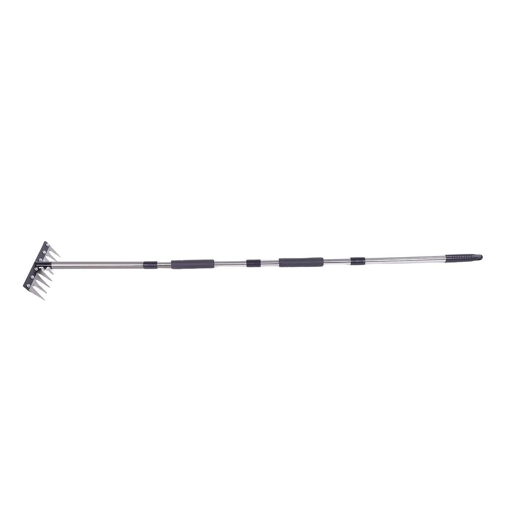 Heavy Duty Iron Weeding Rake with Long Handle Garden Weed Rake Tool for Removing Weeds Loosening Soil Cleaning Flower