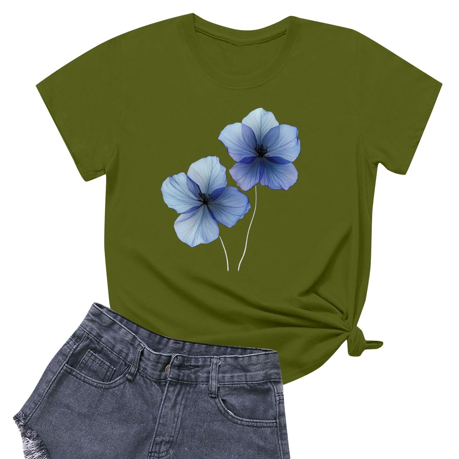 

Женская повседневная футболка с круглым вырезом и короткими рукавами с принтом L армия зеленый