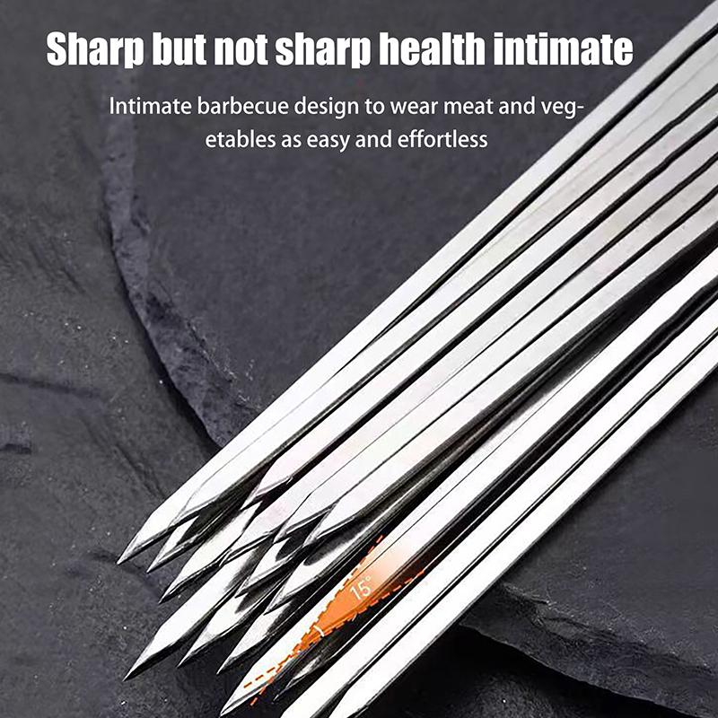 10 Stücke Silber Edelstahl Grillspieß Wiederverwendbare Grill Sticks Bbq Gabel Bbq Utensil Küche Outdoor Camping Werkzeug