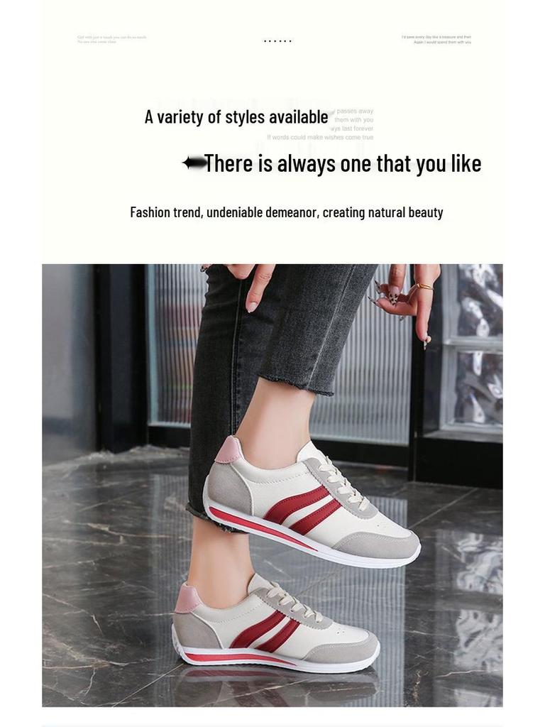 2025 Autumn Women's Lace-up Casual Sneakers: Soft Sole, Non-slip, Versatile Flat Running Shoes for Students