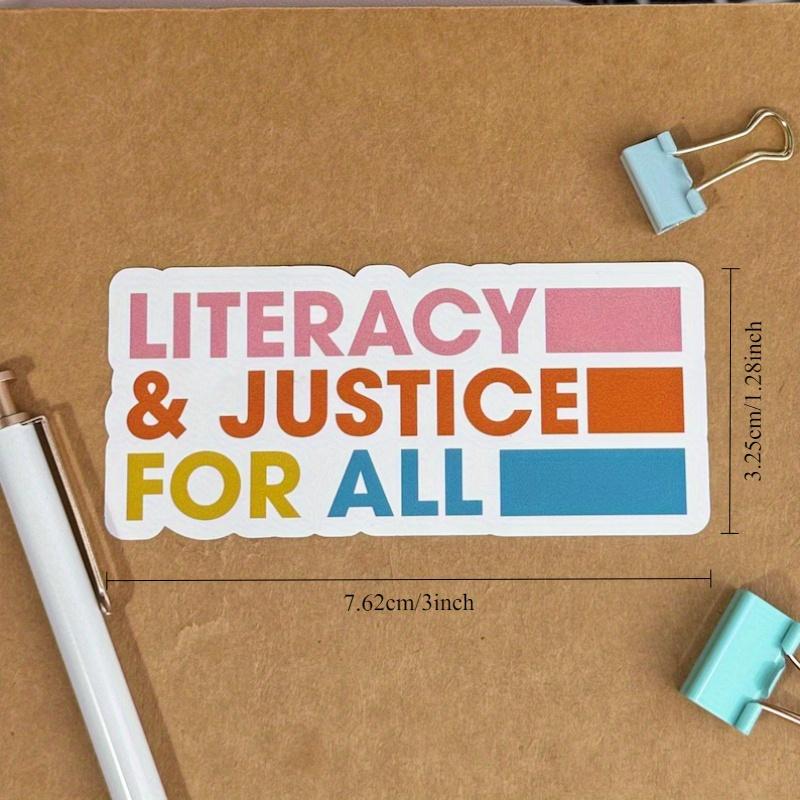 Naklejki na laptopa, Alfabetyzacja i Sprawiedliwość dla Wszystkich, Trwałe na laptopa, samochód, bagaż, deskorolkę i inne. Idealne dla nastolatków, dorosłych, kreatywny dekor i na prezent