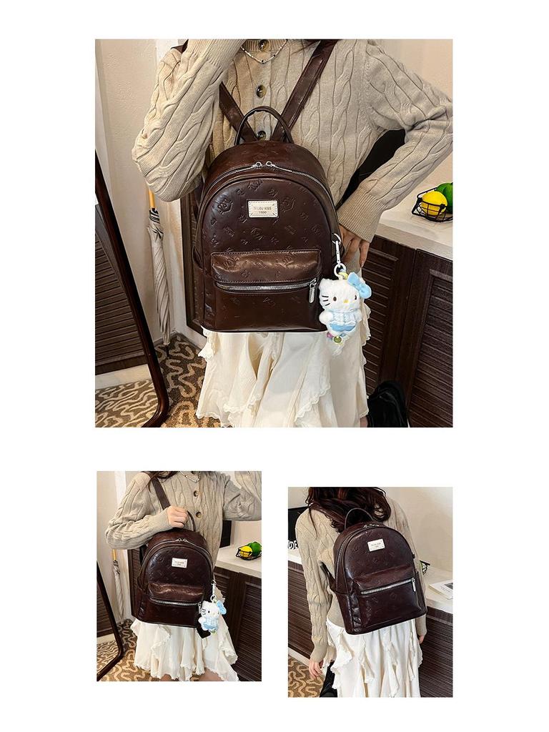 2025 American Retro Brown Large-Capacity Versatile Handbag Backpack