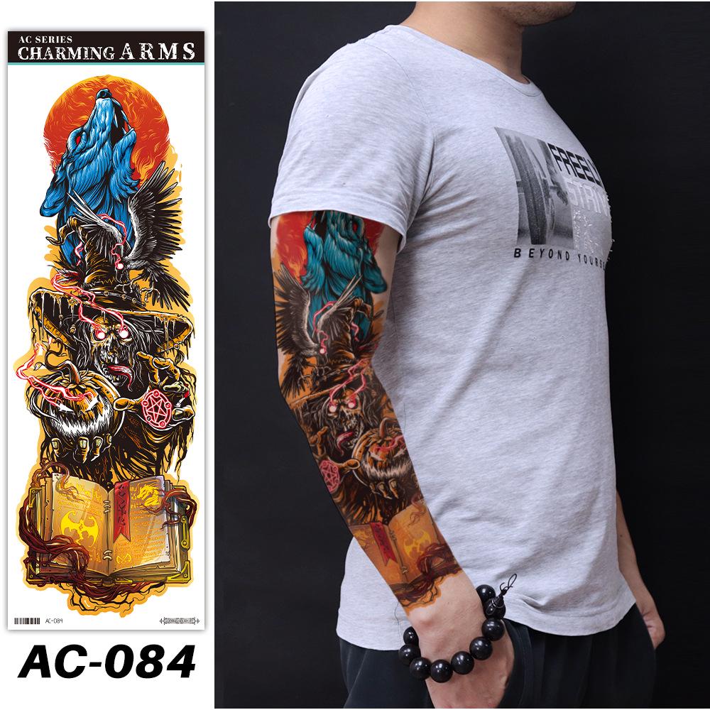 Large Waterproof Halloween Flower Full Arm Tattoo Sticker 480x160mm