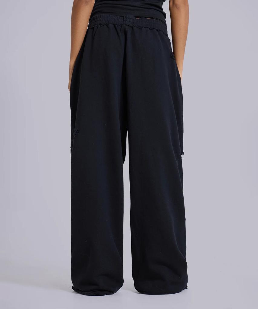 Jeidideuleondeon (U) Black Check Backed Distressed Monster Jogger Black