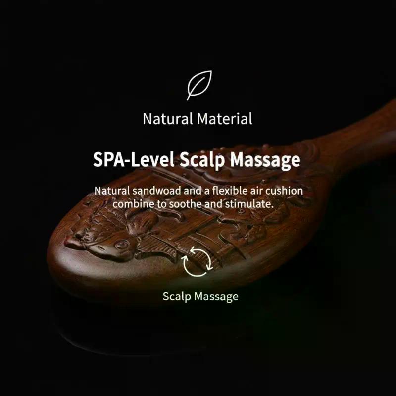 Wood Air-Cushion Massage Comb – Hand-Finished Oval Wooden Hair Comb for Scalp Stimulation & Gentle Detangling