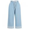 Shop Women Denim Cuffed Wide Baggy Pants Light Blue Pic Wpt 20312
