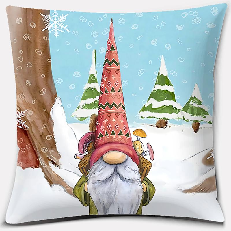 Santa Print Series Pattern Pillowcase Square Pillowcase Home Office Decoration Pillowcase