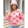 Round Neck Pullover Peach Heart Sweater