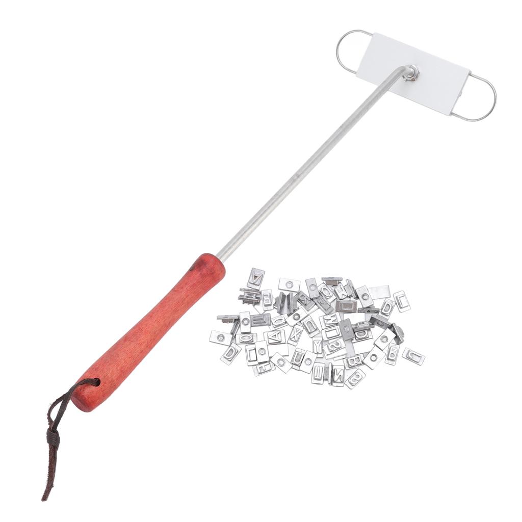 BBQ Branding Iron English Letters Stainless Steel Steak Branding Iron with Wooden Handle for Grillin