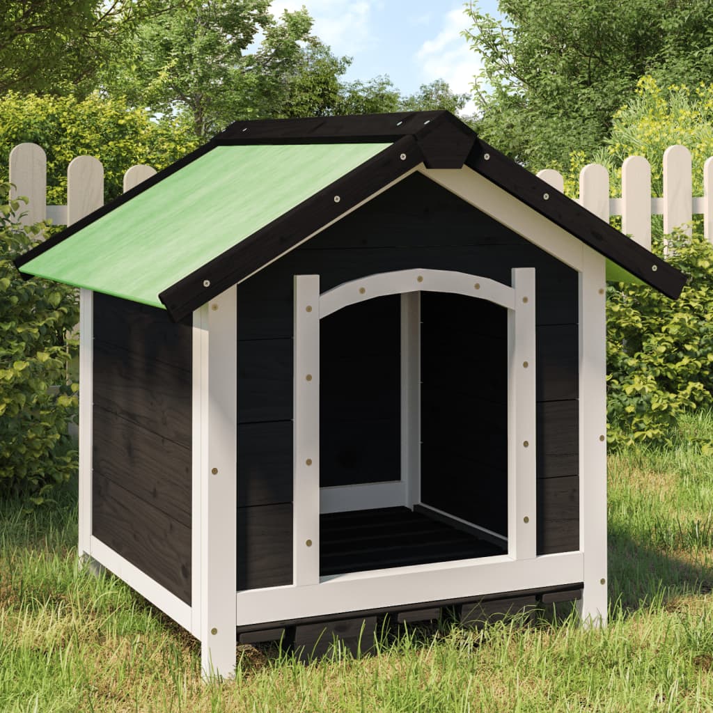 Dog House Gray 65x65x61.5 cm Solid Pine Wood