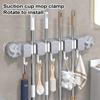 Broom Holder Wall Mount Garage Tool Rack Suction Wall Mount Holders Utility Stand With 5 Hooks For Brush Shovel Gloves Rag