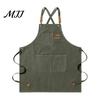 Catering And Chef Apron Canvas Work with Multi-Pocket, Waterproof Oil-Proof Cross-Back Apron, Protective for Cleaning Adjustable Straps Kitchen