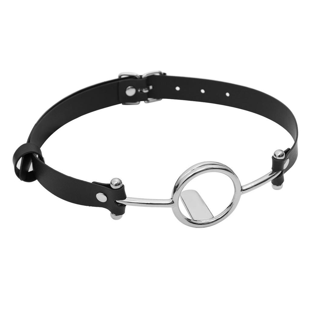 Flirting SM BDSM Metal Stainless Steel Deep Throat Press Tongue Binding Strap Drooling Adult Sex Toys Mouth Ring Stopper