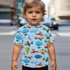 Summer Round Neck Vehicle Themed 3D Printed Top Fashionable Casual Short Sleeved Children's Boy T-shirts