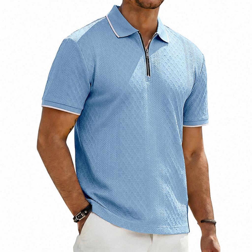 Mens Casual Shirts Short Sleeve Zipper Polo Shirt Lightweight Mens Summer Shirts Comfortable Fit Shirt Mens Casual Style for Everyday Wear