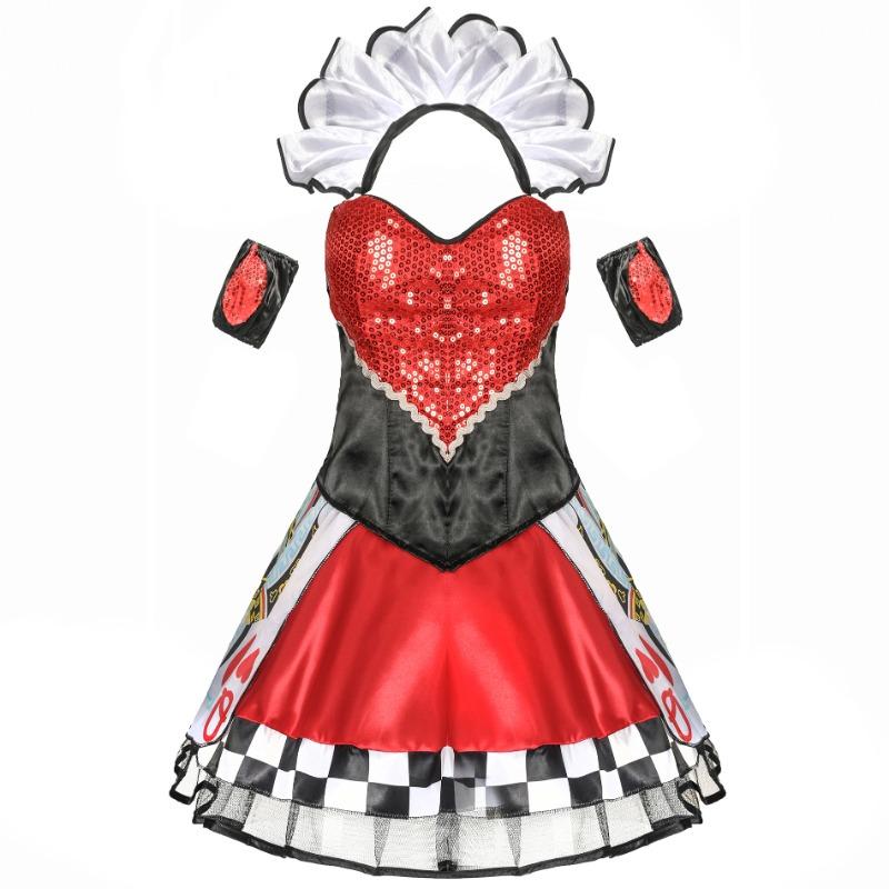 Halloween, Queen of Hearts, Cosplay Uniforms, Stage Costumes