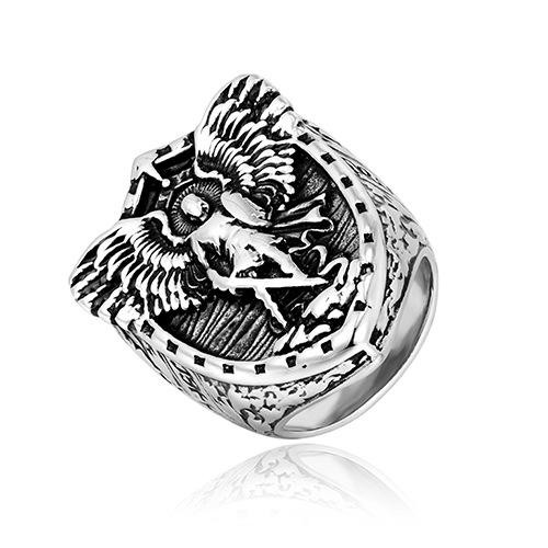 New Jewelry Archangel Michael Ring for Men Gold black color 316L Stainless Steel Band Male Gift Jewelry