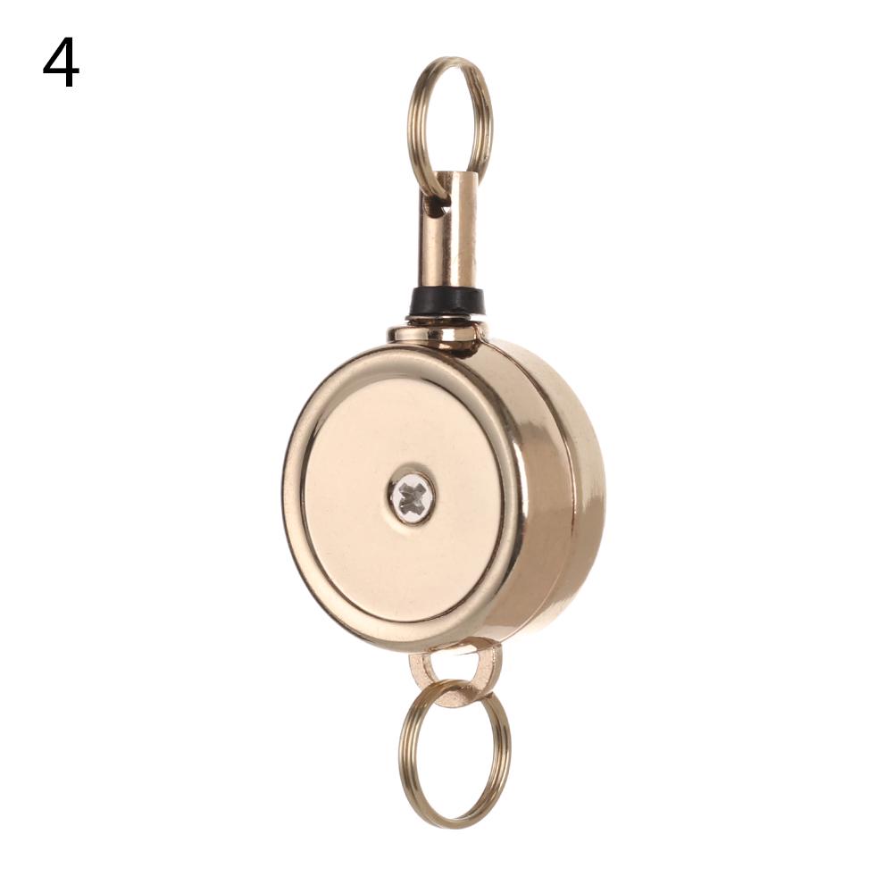 Key Ring ID Lanyard Keychain Belt Metal Badge Holder Retractable ID Card Badge Reel Chrome Work Card Keychain