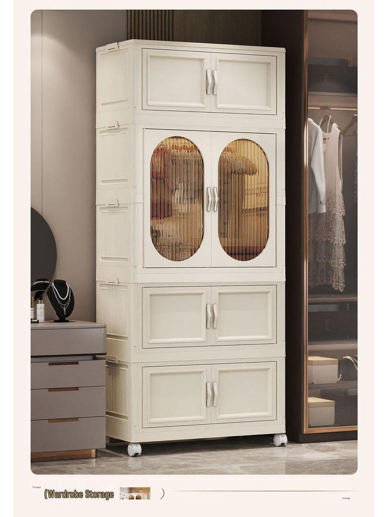 Collapsible Wardrobe with Wheels: Portable Storage for Baby Clothes & Toys.