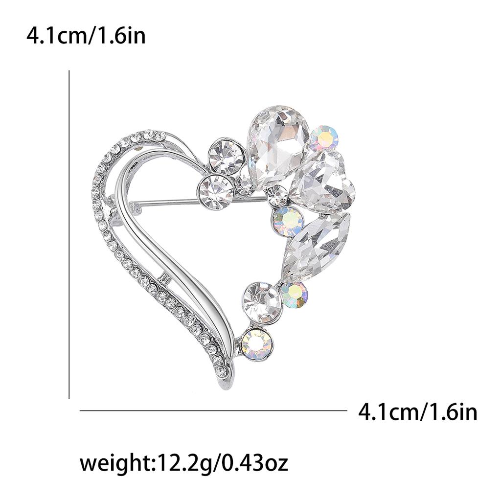 Rhinestone Love Brooches for Women Unisex Enamel Heart Pins Banquet Party Backpack Gifts Jewelry Accessories