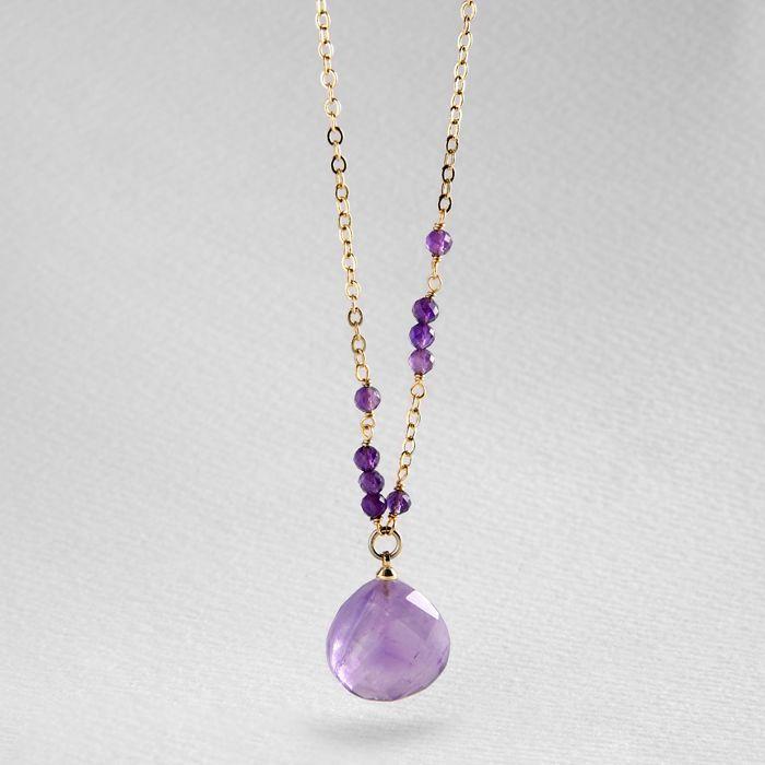 Collier - Zoqoyi - Alliage Plaqué Or Jaune 18 Carats - Améthyste - Taille Unique - Violet