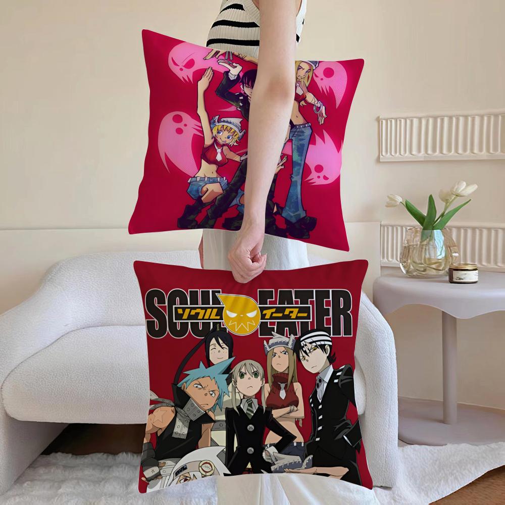 Hot Anime S-Soul Eaters Cushion Cover Pillowcase Short Plush Invisible Zipper Room Sofa Cushion Cover