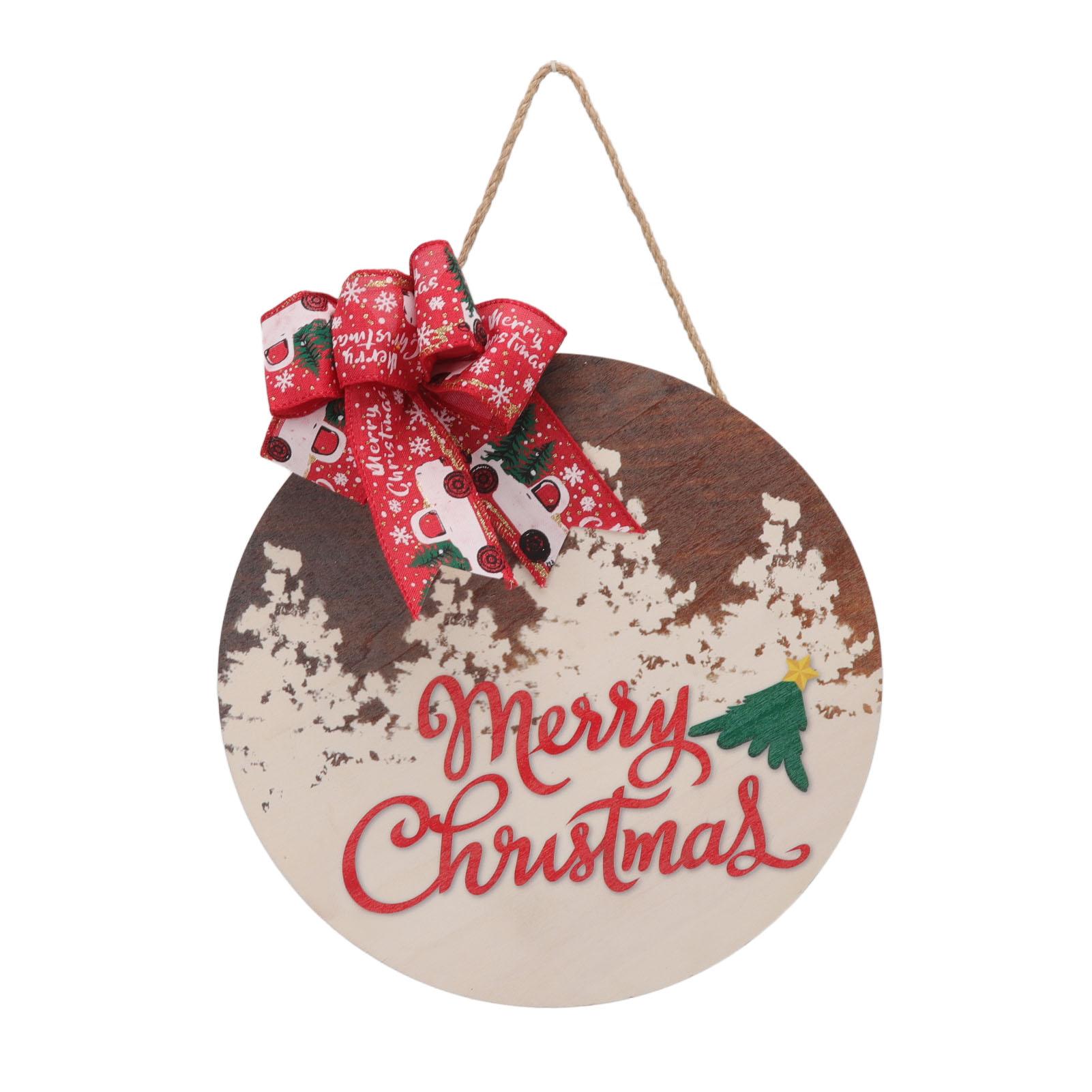 

Christmas Welcome Sign Round Bow Designed Poplar Christmas Door Hanging Tag for Home Party