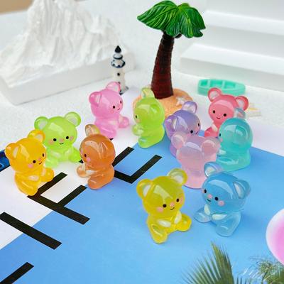 5Pcs Cartoon Luminous Three-dimensional Little Bear Micro Landscape Ornament Creative DIY Home Decoration Accessories Gifts