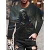 Frühling Sommer Mode Herren Totenkopf 3D Gedrucktes T-Shirt Bequem Weich Atmungsaktiv Locker Groß Lässig Sport Vielseitig Rundhals Langarm T-Shirt