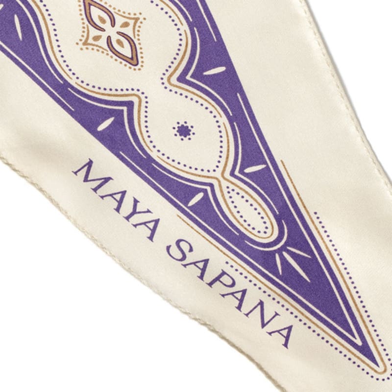 MAYA SAPANA Printed Silk Rhombus Scarf - Tapioca