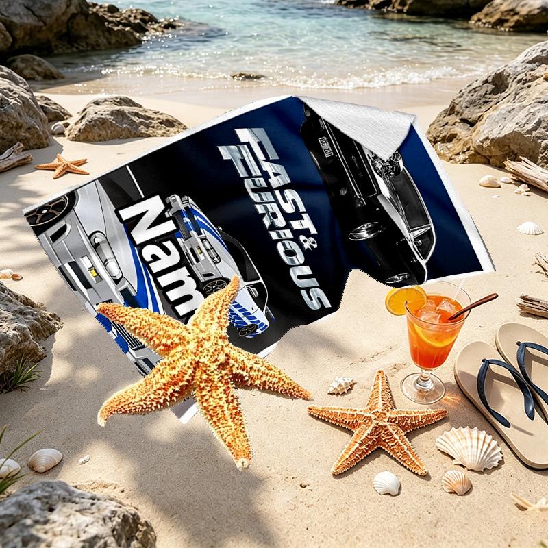 Custom Name Personalized Skyline GT Print Beach Towel, for Trip Camping Beach Party Home Decor, Birthday Gift for Family & Friends