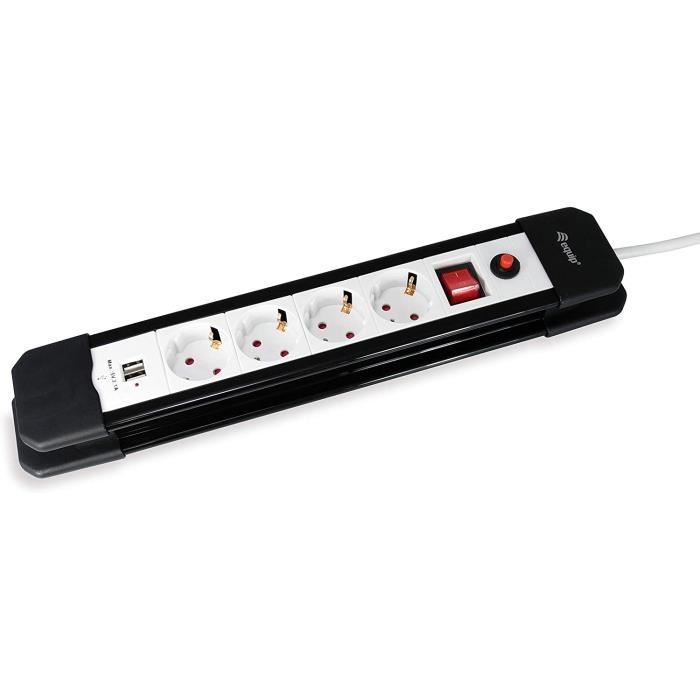 Mehrfachsteckdose - EQUIP - 4 Steckdosen 1,5m + 2 USB-Anschlüsse - Kindersicherung