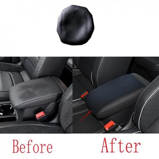 Black Car Middle Console Armrest Box Cover Leather Fit For VW Tiguan 2017-