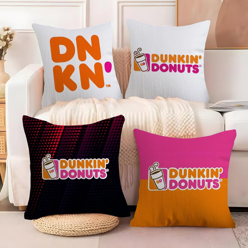 Quirky Coffee Customization D-Dunkin Donuts Pillow Case Sofa Living Room Bedroom Headboard Backrest Cushion Square Cushion