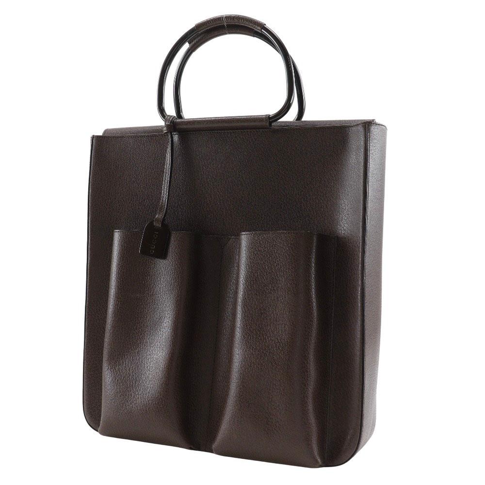 Gucci Old Gucci Handbag 002.1118.0462 Brown Leather Unisex Used