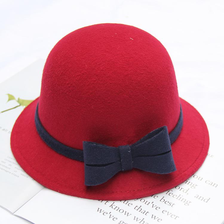 Autumn and Winter Women's Wool Hat Two-color Big Bow Basin Hat Elegant Temperament Felt Hat Top Hat
