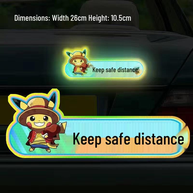 Creative Reflective Car Tail Sticker: High Beam Off Warning, Scratch Cover, Cartoon Design