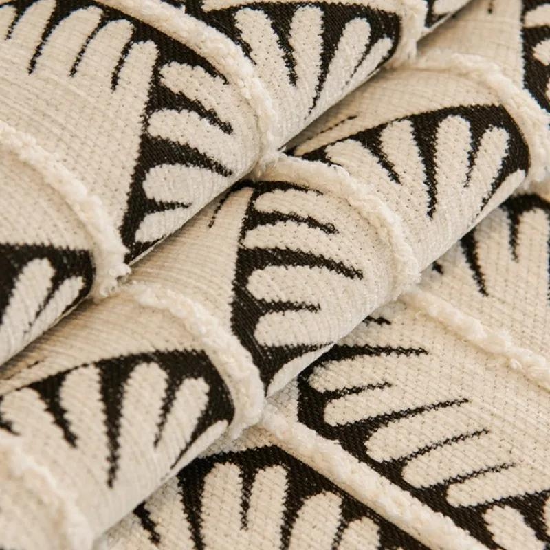 Chenille Blätter Sofabezug Jacquard Rutschfeste Sofakissen für Wohnzimmer L-förmig Universelle Couchtuchbezüge Heimdeko