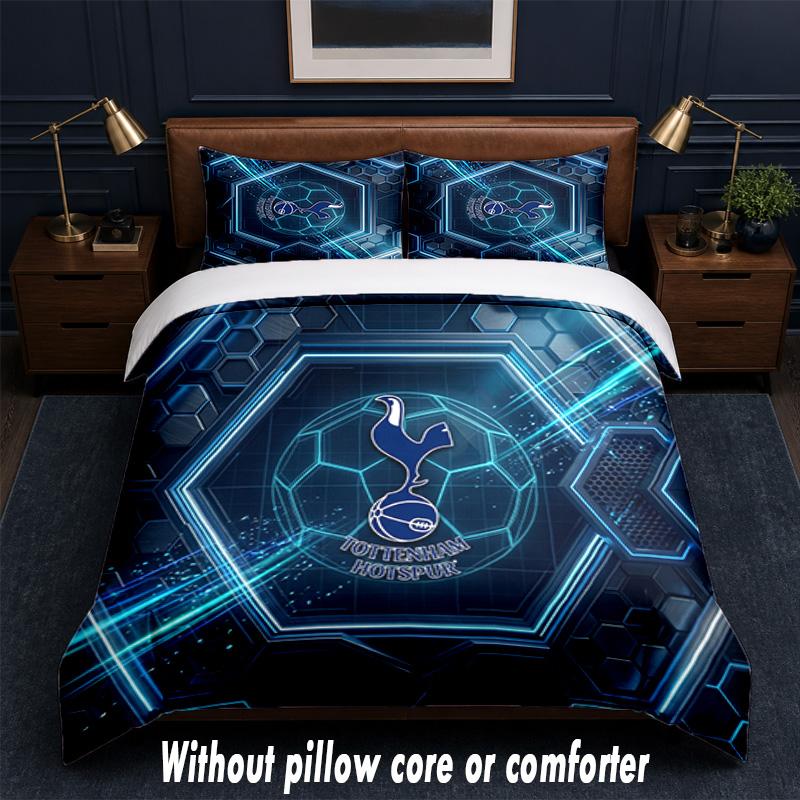 Tottenham Hotspur Design Bett Bettwäsche Set 1 Bettbezug + 2 Kissenbezüge Weich Atmungsaktiv Haushalt Bettwäsche