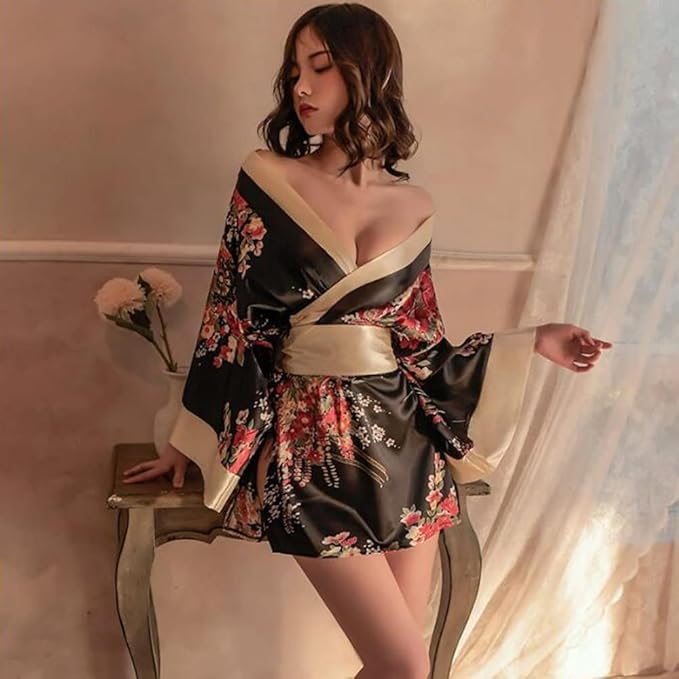 Japanese Clothing Yukata 3 Piece Set Sexy Cosplay Oiran Kimono Japanese Style Japanese Attire Temptation Erotic Underwear Costume Yamato Nadeshiko