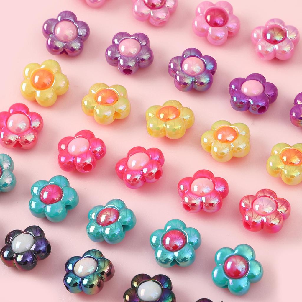 16mm 4pcs Acrylic Magic Platting Color Sunflower Beads For Jewelry Making DIY Creative Decoration