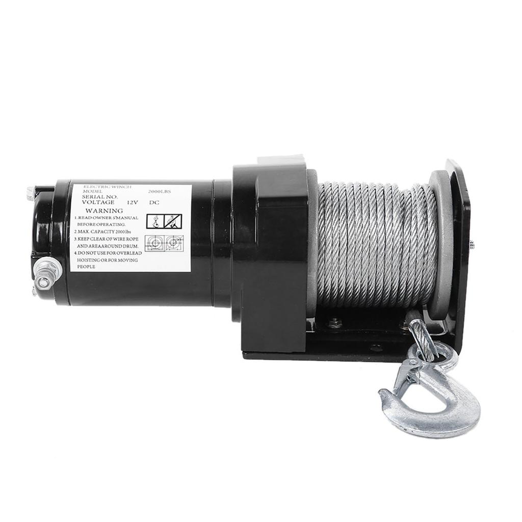 12V Heavy Duty Electric Winch 2000lb Remote Control Winch Cable Rope Trailer Truck
