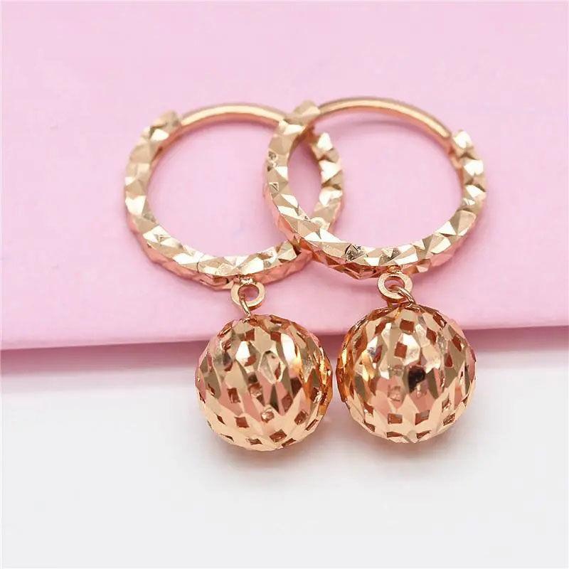 

Exquisite Purple Gold Color Gold Hollow Ball Earrings Simple Korean Version Versatile Fashion Personalized Wind Plated Rose Gold Earrings
