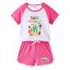 Kids' Color Block Summer Two-Piece Set: Short Sleeve T-Shirt & Shorts for Boys and Girls