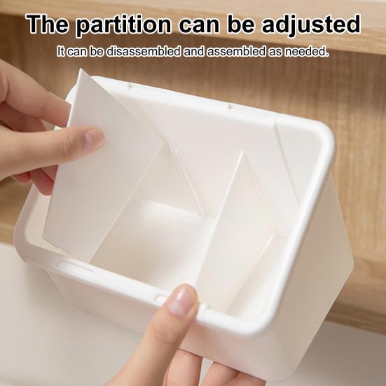 Cosmetic Storage Box Adjustable with 3 Compartments Cosmetic Organizer for Mirror Cabinet Slim Expandable Makeup